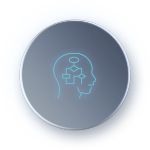 Outline of a human head with a flowchart representing decision-making processes inside, set against a dark blue background. Tone: analytical,conceptual.